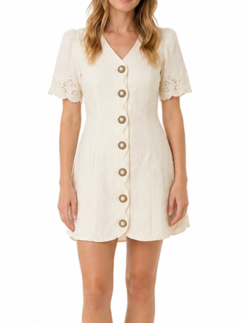 Vintage All That Jazz Ivory Embroidered Dress Size 9/10